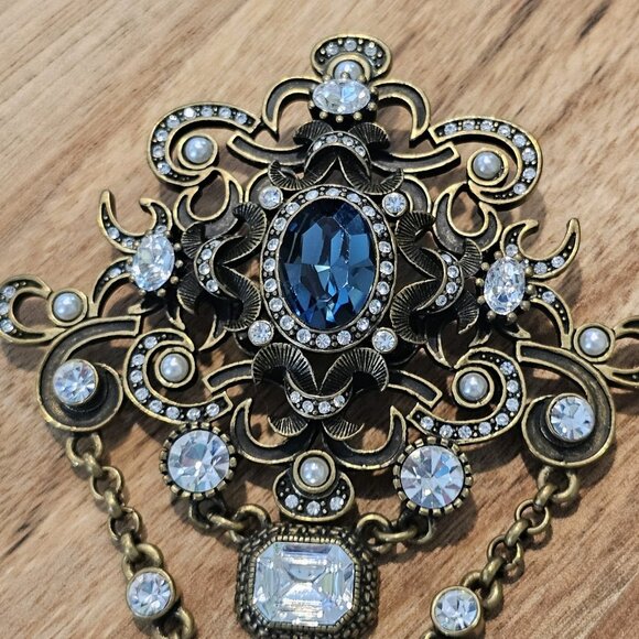 Victorian Edwardian Style‎ Shield Brooch Large Dark Fairycore Gothic Cosplay - Picture 3 of 14